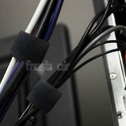 100 ReUseable Velcro Ties Tidy Hook Loop Nylon Strap computer Cable Organizer eBay
