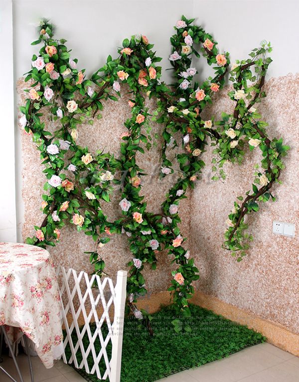7.87ft Artificial Fake Flowers Vine Rose Wedding Home Garden Wall