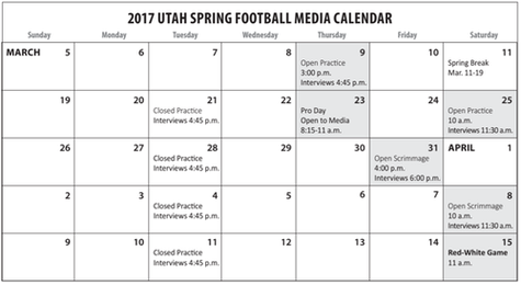 Spring Camp Schedule