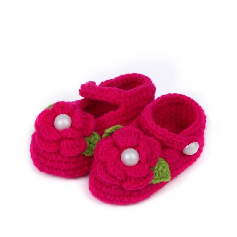 Infant Baby Girls Crochet Knit Flower Booties Crib Sandals Shoes ...
