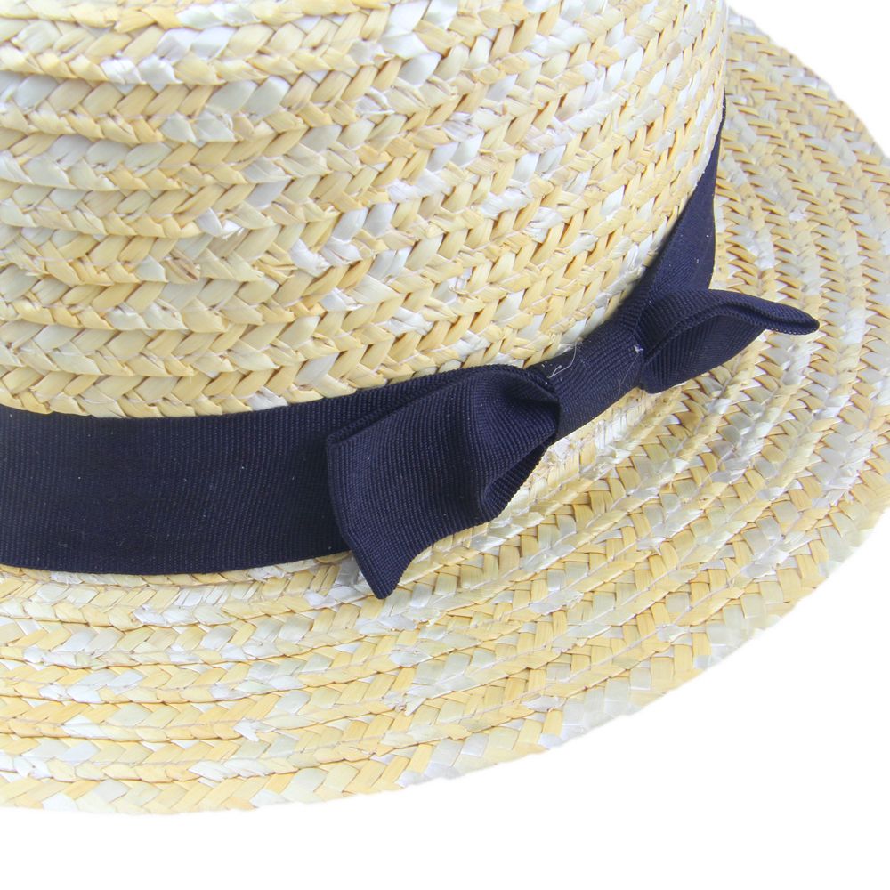 Adults Kids Straw Boater Hat Sailor Skimmer Summer Gatsby Cap 2 Styles