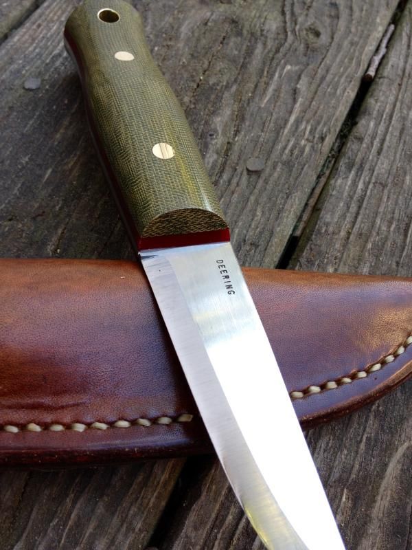 Deering Knives Sami Puukko O.D. Green Micarta with 1/8" red G10 liners
