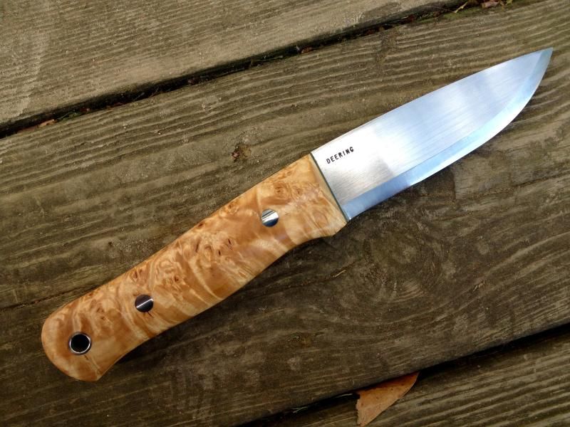 Deering Knives Woodchuck Hunter model w Maple burl & forest green