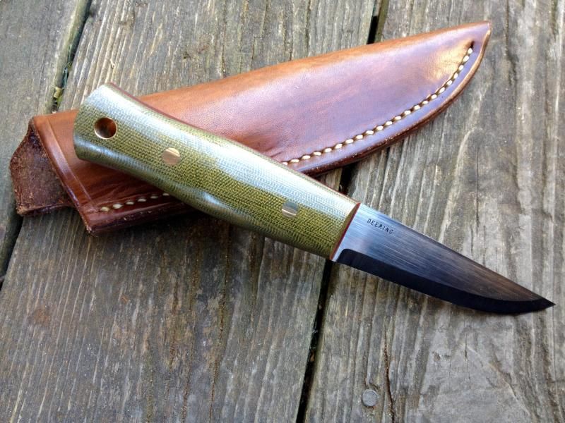 Deering Knives Sami Puukko O.D. Green Micarta with 1/8" red G10 liners