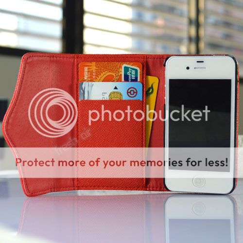 PU Leather Zipper Wallet Card Flip Magnetic Holder Case Stand for iPhone 4 4G 4S